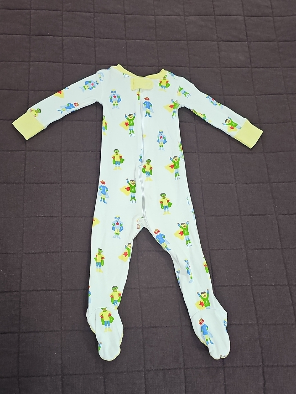 The Beaufort Bonnet Company Footed One-Piece Pajamas in White with Yellow Trim